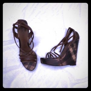 Authentic Burberry wedge sandals.